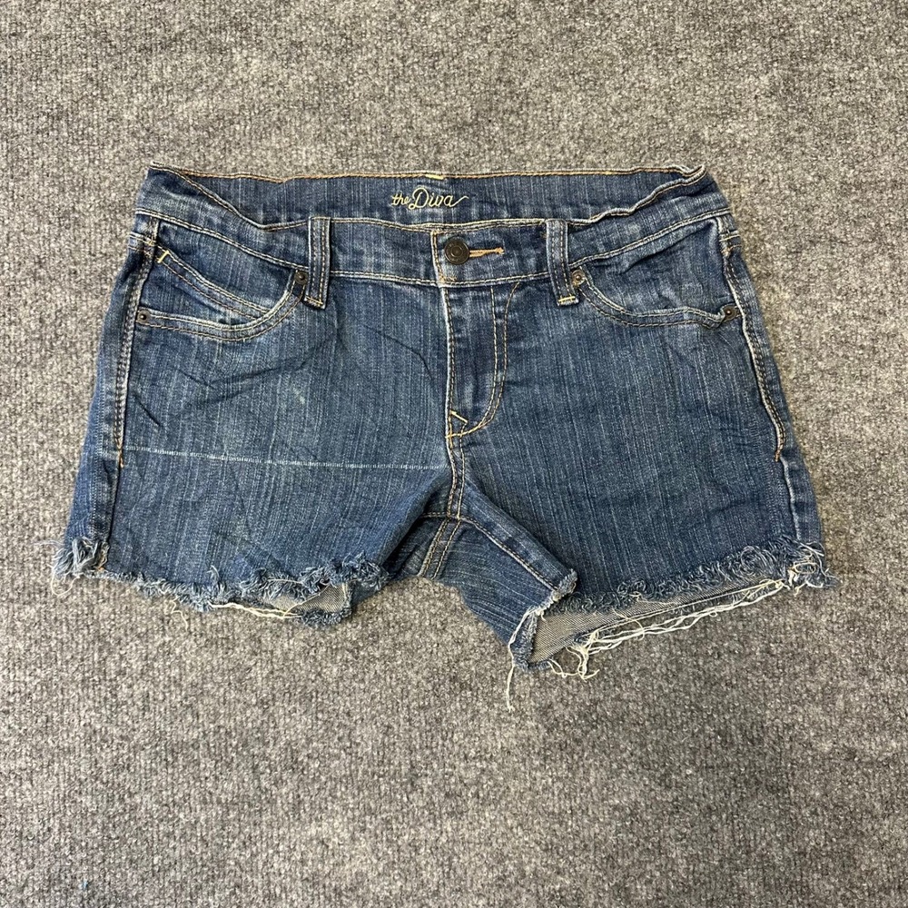 Old Navy Denim Shorts Womens Size 4 Blue The Diva Raw Hem Low Rise Stretch